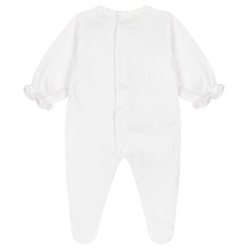 Baby Girls White Floral Babygrow