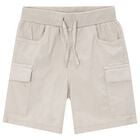 Boys Beige Cargo Shorts, 1, hi-res