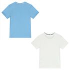 Boys White & Blue Logo T-Shirts ( 2-Pack ), 2, hi-res