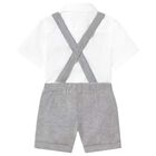 Younger Boys White & Grey Shorts Set, 3, hi-res
