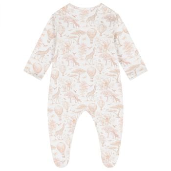 White & Beige Africa Babygrow