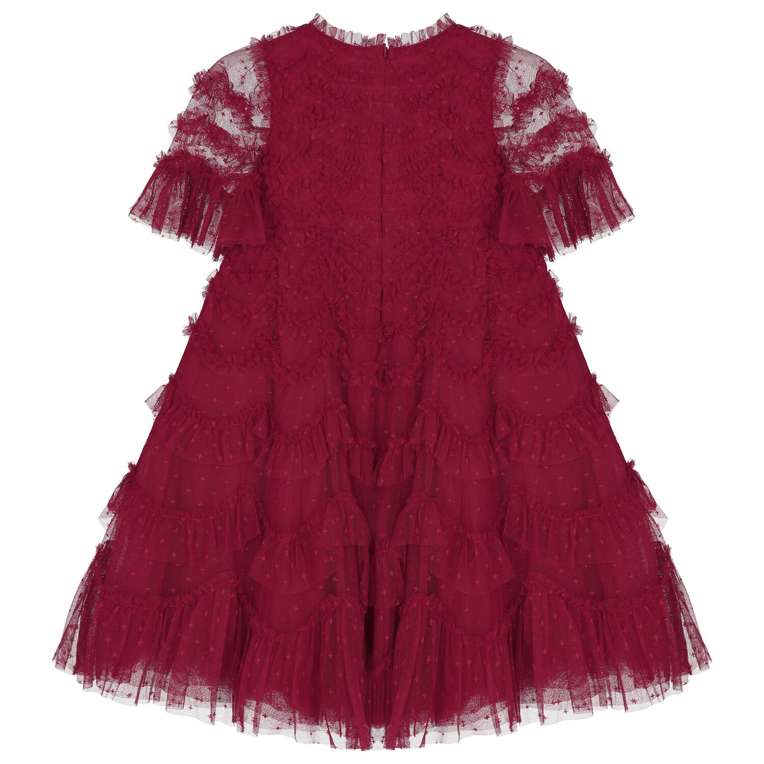 Girls Burgundy Ruffle Tulle Dress, 1, hi-res image number null