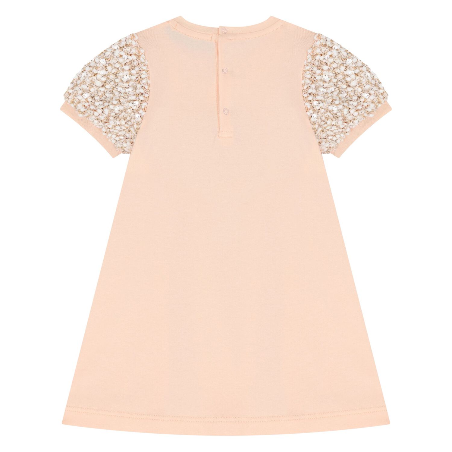 Younger Girls Pale Orange Bag Print Dress, 2, hi-res