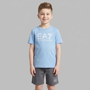 Boys Blue & Grey Logo Shorts Set