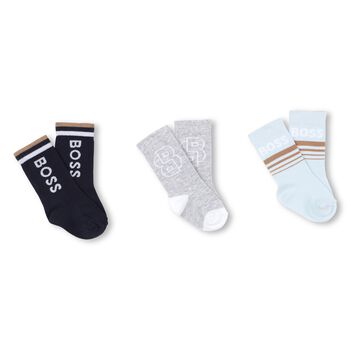 Younger Boys Blue, Navy & Grey Socks ( 3-Pack )