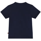 Younger Boys Navy Blue & Gold Logo T-Shirt, 2, hi-res