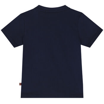 Younger Boys Navy Blue & Gold Logo T-Shirt