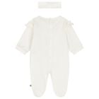 Baby Girls Ivory & Gold Logo Babygrow Gift Set, 1, hi-res