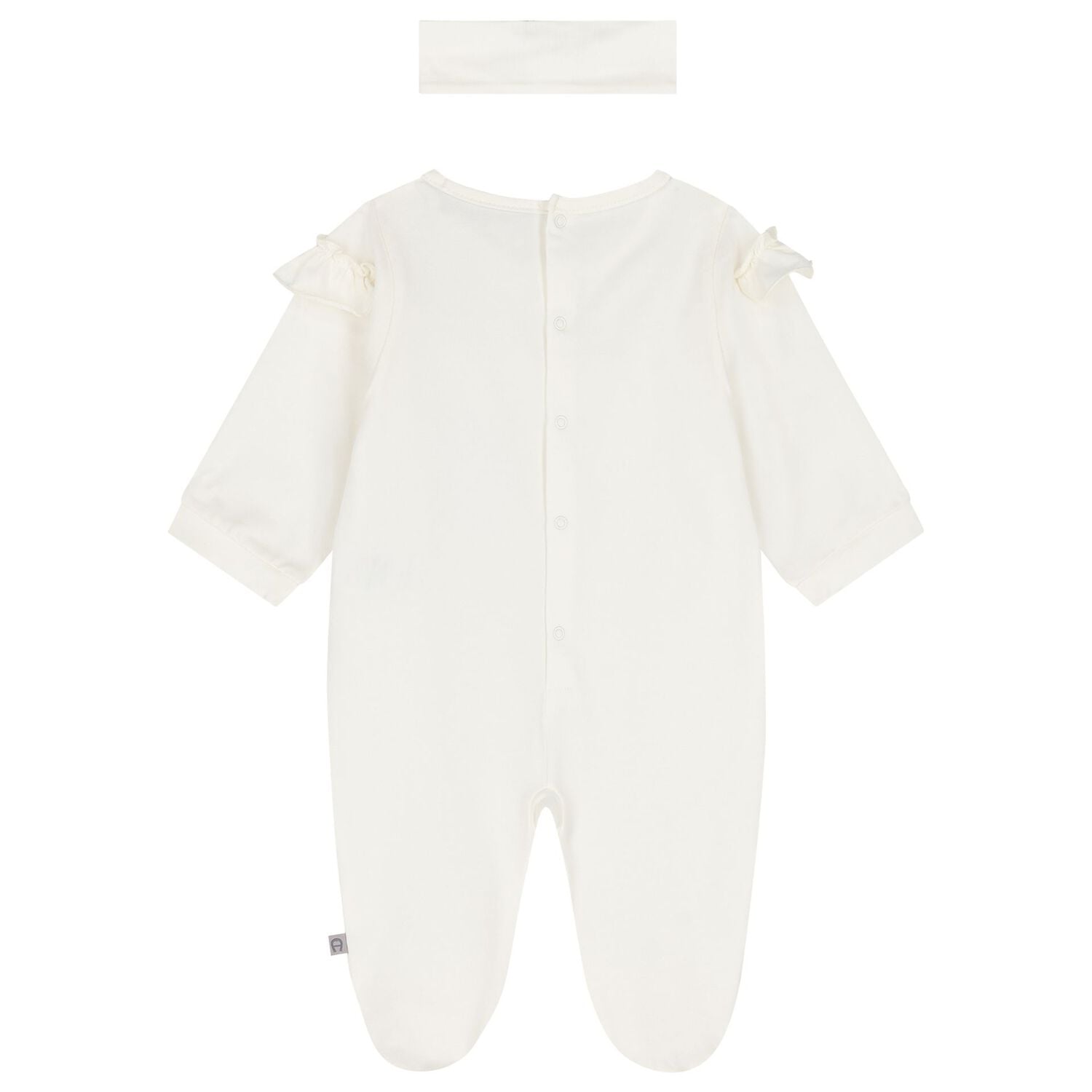 Baby Girls Ivory & Gold Logo Babygrow Gift Set, 1, hi-res