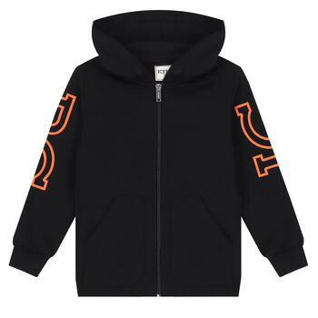 Boys Black Logo Zip Up Top