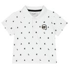 Boys White & Beige Logo Shorts Set, 1, hi-res