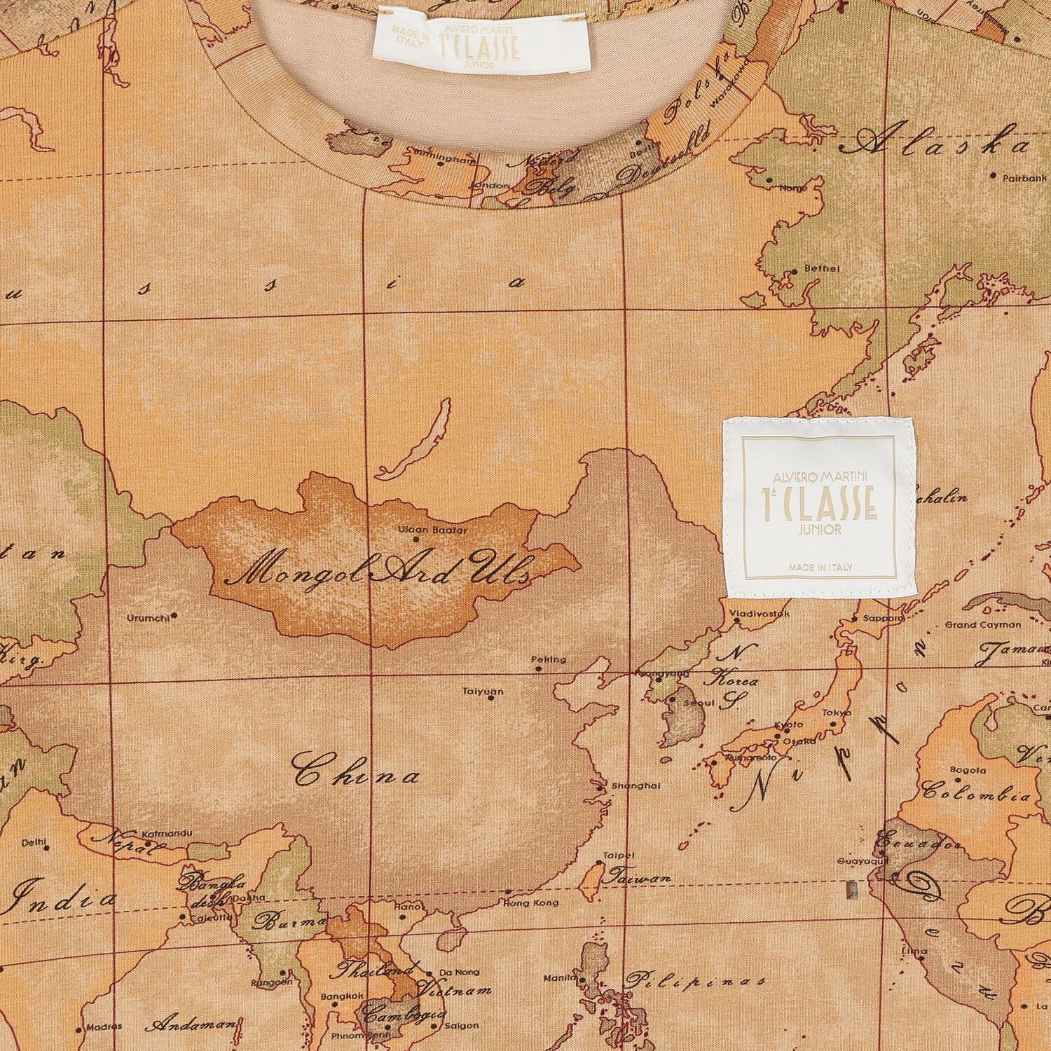 Boys Beige Geo Map Logo T-Shirt, 1, hi-res image number null