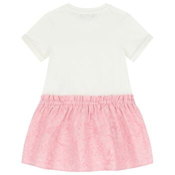 Girls White and Pink Logo Dress
