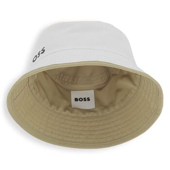 Baby Boys Beige & White Reversible Logo Hat 