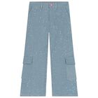 Girls Blue Embellished Trousers, 1, hi-res