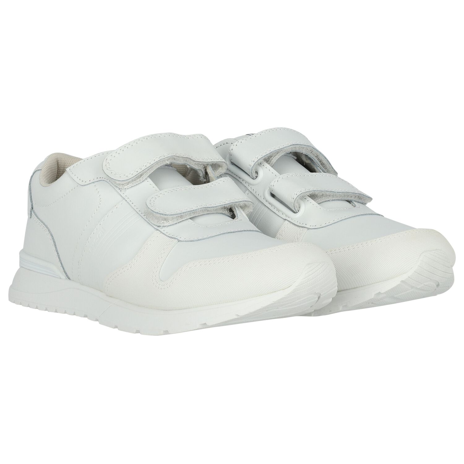 Boys White Logo Trainers, 1, hi-res