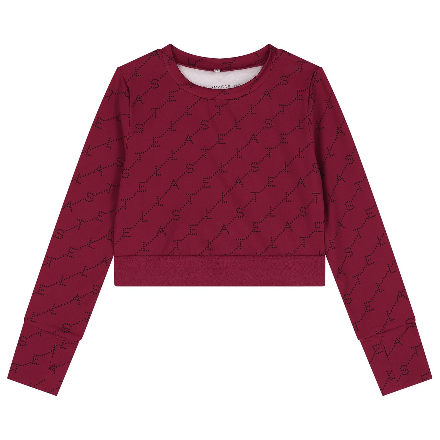Girls Burgundy Logo Long Sleeve Top, 1, hi-res