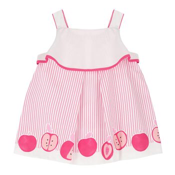 Baby Girls White & Pink Striped Dress