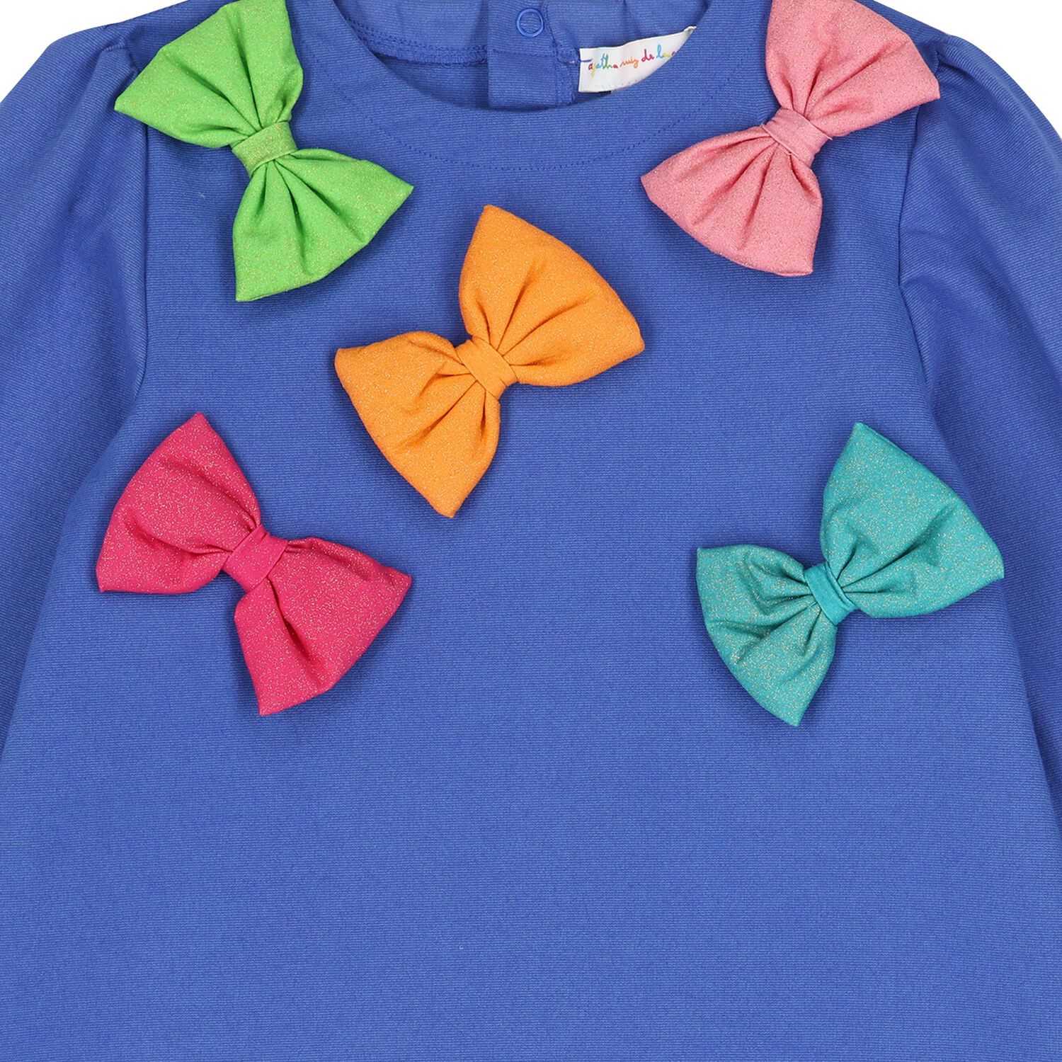 Girls Blue & Pink Bow Dress Set, 1, hi-res image number null