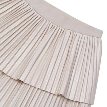 Girls Ivory Pleated Skirt