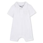 Baby Boys White Logo Romper, 1, hi-res