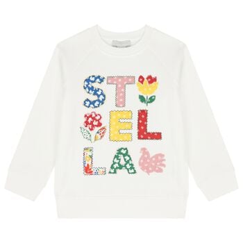 Girls White Logo Sweatshirt