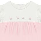 Baby Girls White & Pink Romper & Hat Set, 1, hi-res
