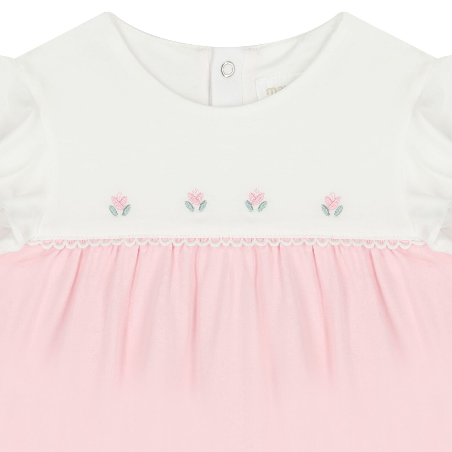 Baby Girls White & Pink Romper & Hat Set, 1, hi-res