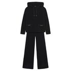 Girls Black Wide Leg Trouser Set, 2, hi-res