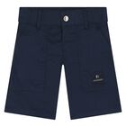 Younger Boys Navy Blue Logo Shorts, 3, hi-res