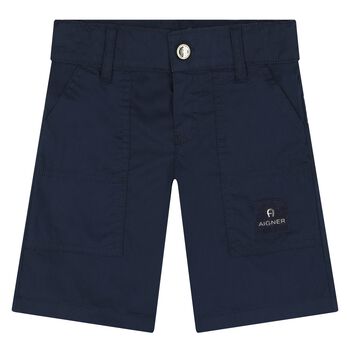 Younger Boys Navy Blue Logo Shorts