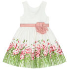 Girls White & Pink Floral Dress, 2, hi-res