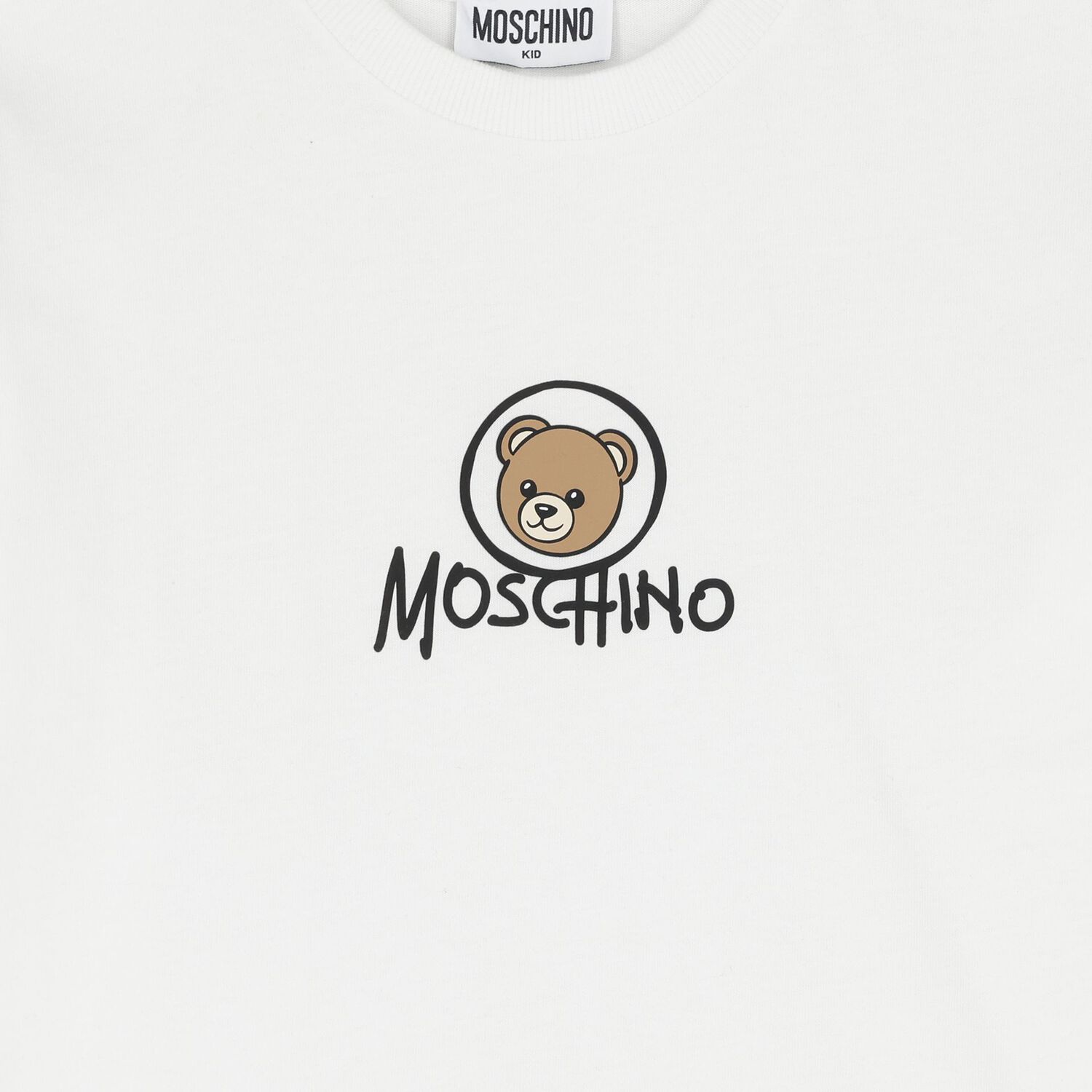 White Teddy Bear Logo Long Sleeve Top, 1, hi-res