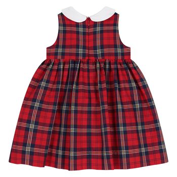 Younger Girls Red & Navy Blue Tartan Dress