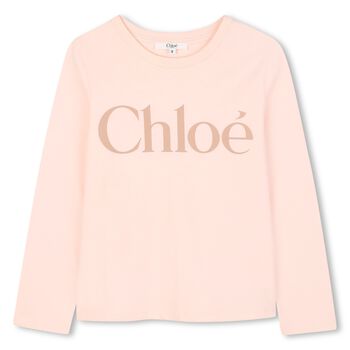 Girls Pink Logo Long Sleeve Top