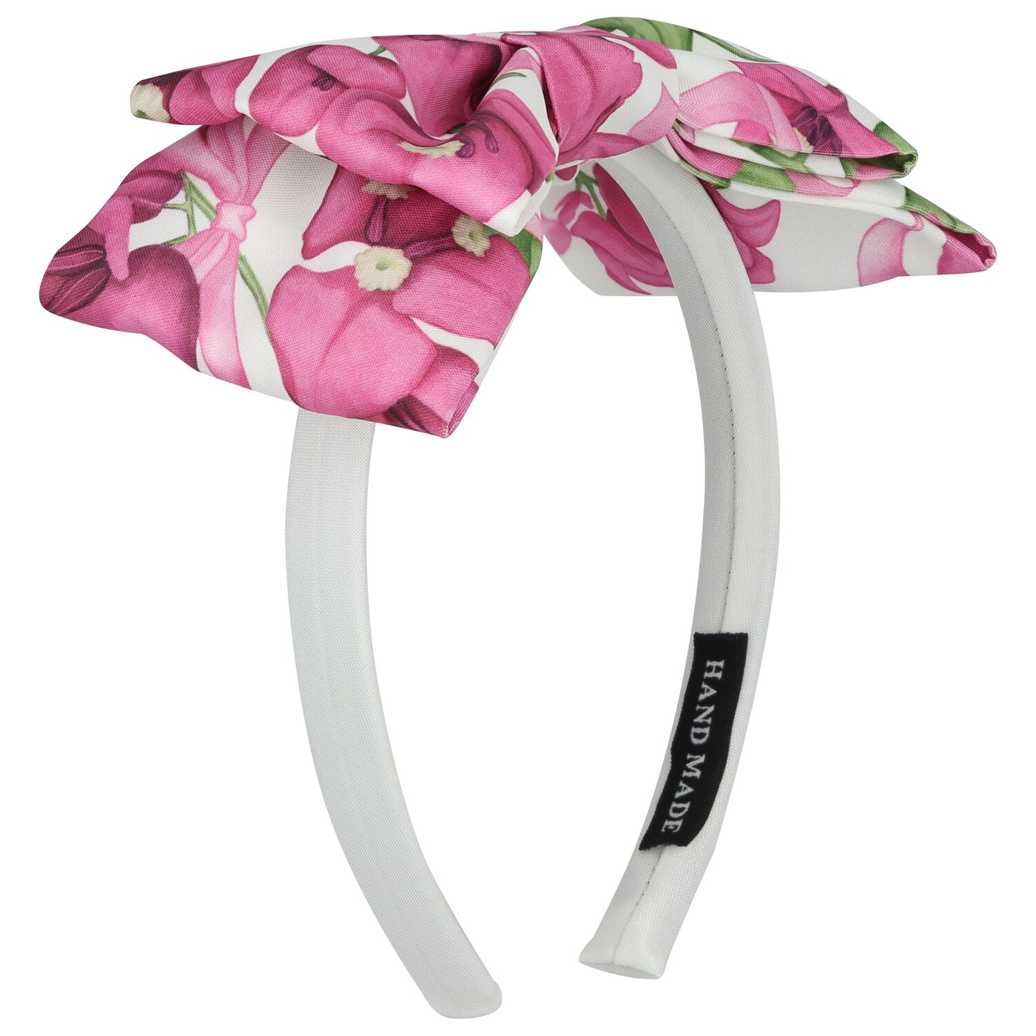 Girls White & Pink Bow Headband, 1, hi-res