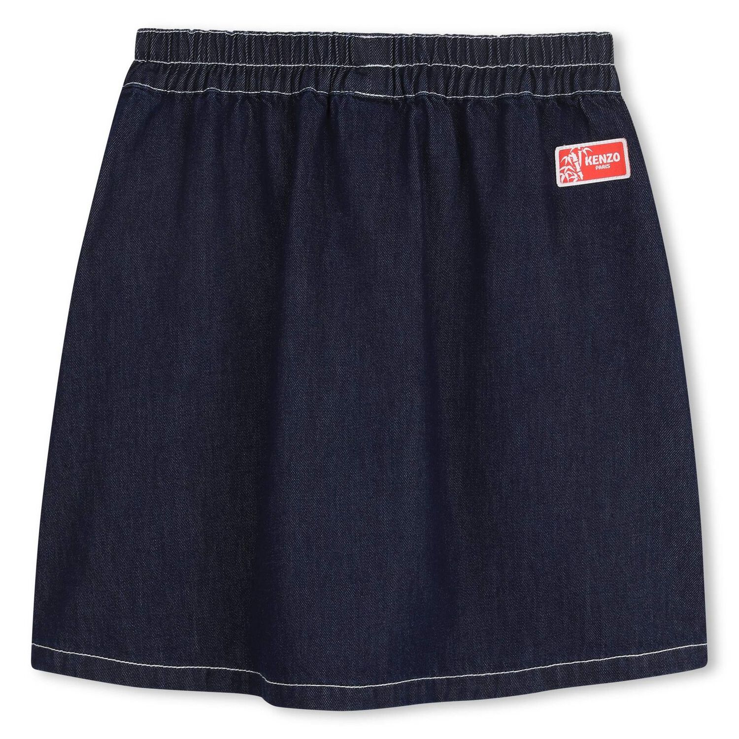 Girls Navy Blue Denim Logo Skirt, 1, hi-res