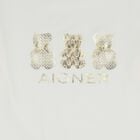 Girls Ivory & Gold Teddy Bear Logo Long Sleeve Top, 1, hi-res