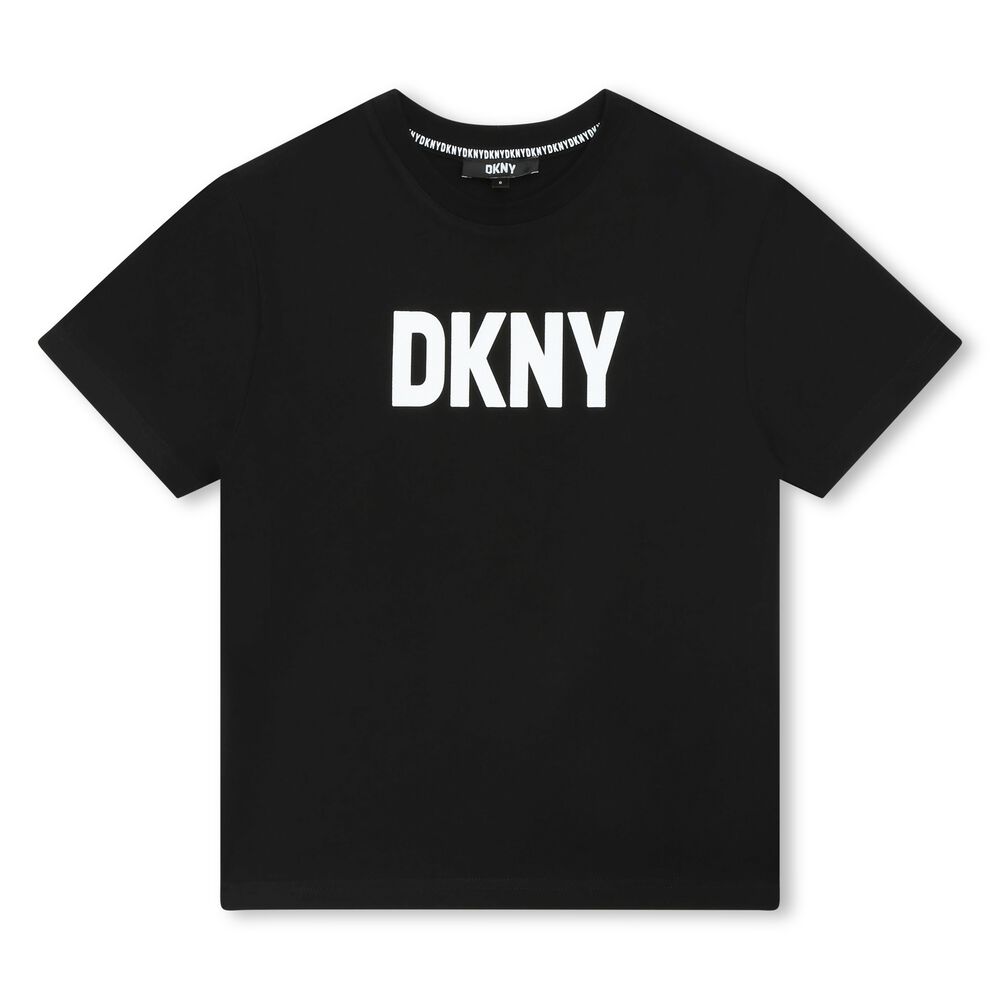 DKNY Mens T-Shirt Black Logo White