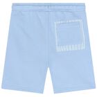 Boys White & Blue Logo Shorts Set, 1, hi-res