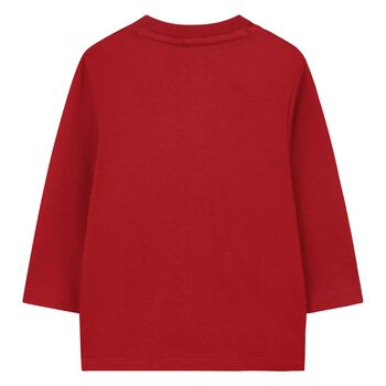Younger Boys Red Logo Long Sleeve Top