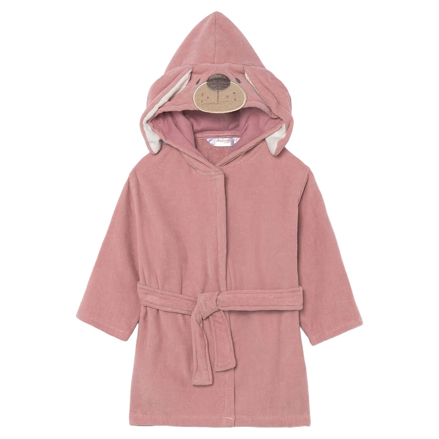Baby Girls Pink Puppy Hooded Robe, 3, hi-res