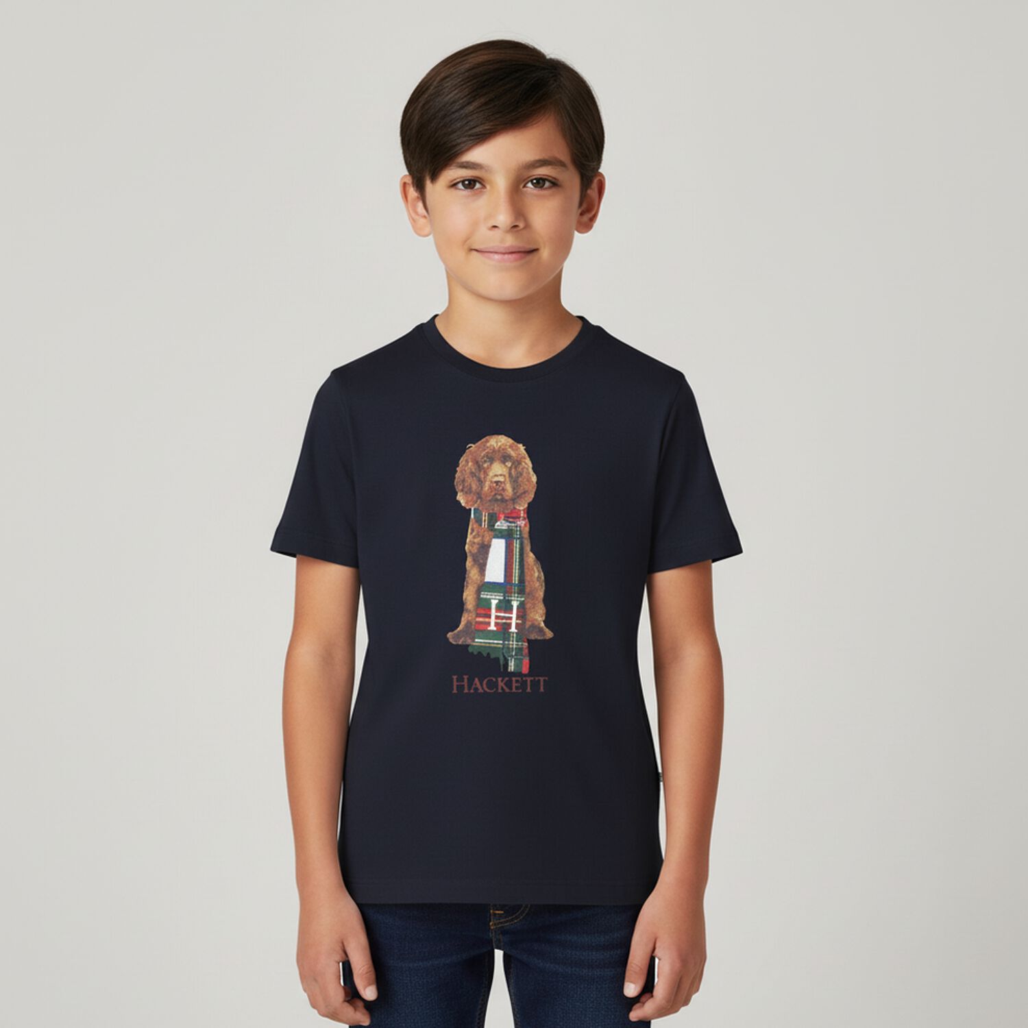 Boys Navy Blue Dog Logo T-Shirt, 2, hi-res