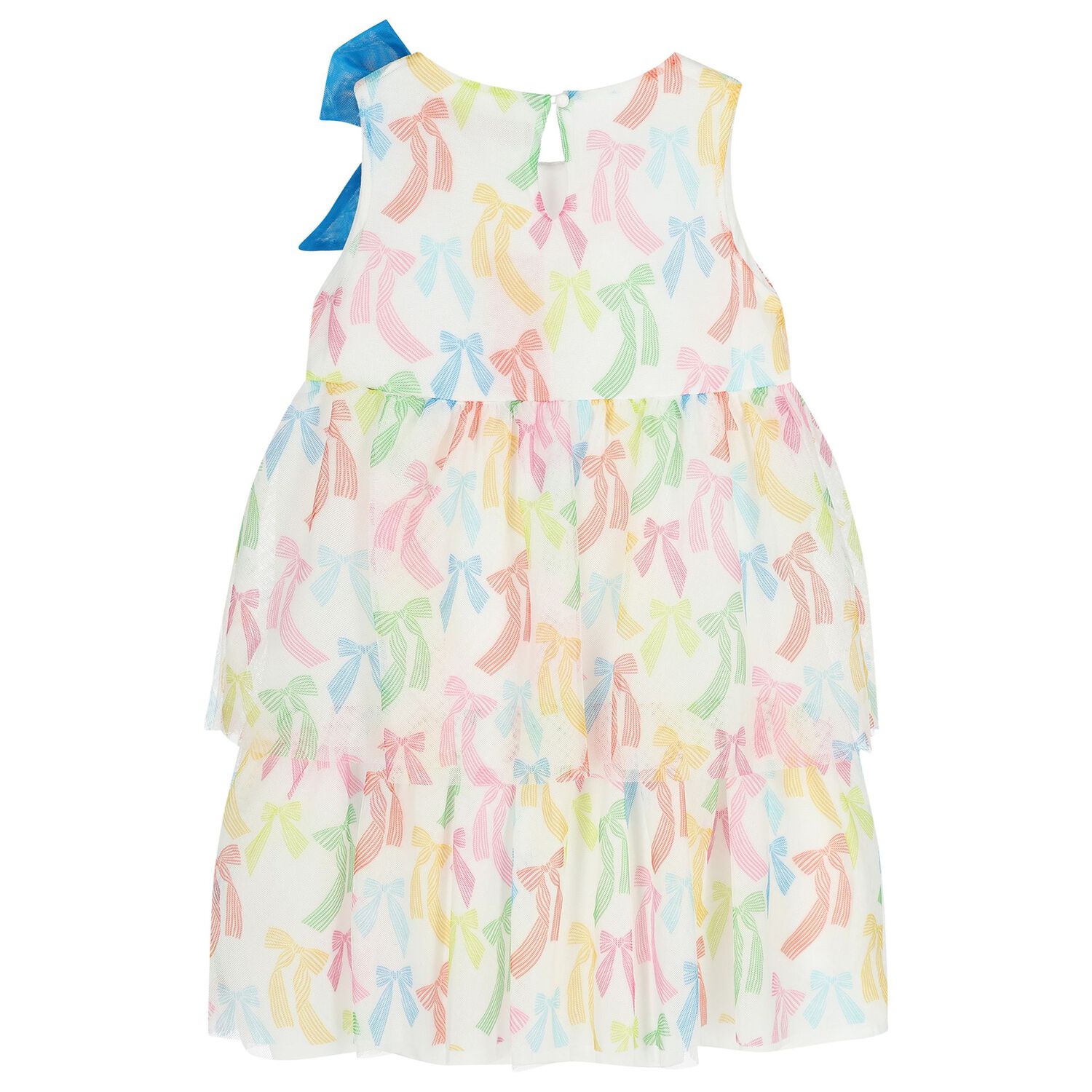 Girls Ivory Bow Tulle Dress, 1, hi-res