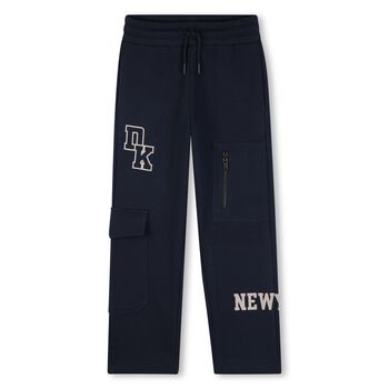 Boys Navy Blue Logo Cargo Trousers