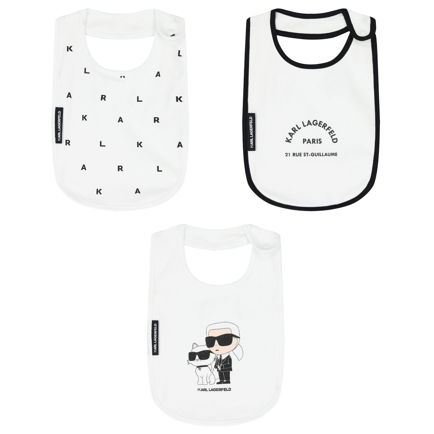 White Ikonik Logo Baby Bibs (3-Pack), 1, hi-res