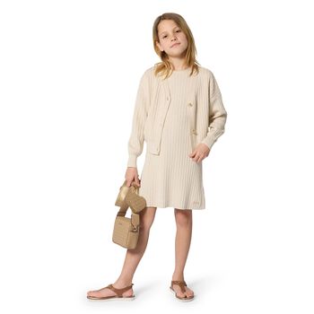 Girls Beige Logo Shoulder Bag