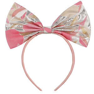 Girls Pink & Silver Bow Hairband