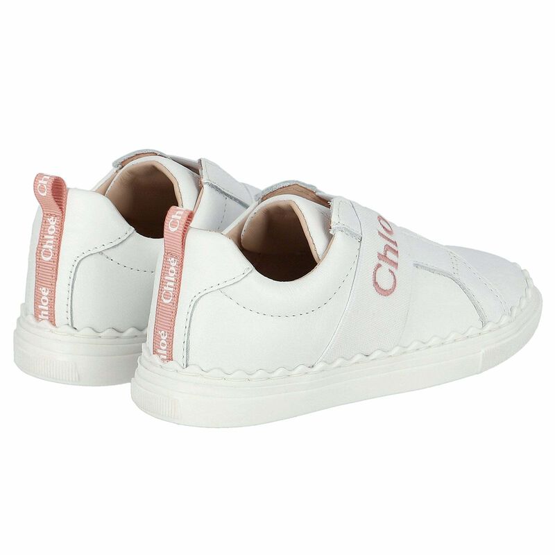 Younger Girls White Logo Trainers, 1, hi-res image number null