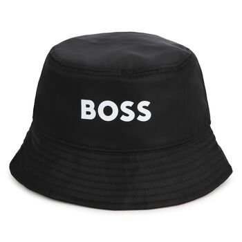 Boys Black Logo Reversible Hat